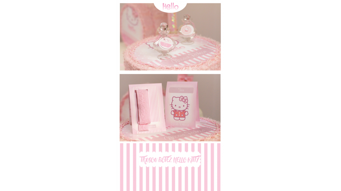 Trusou de botez personalizat brodat cu Hello Kitty pentru fete, Kitty Sugar  6